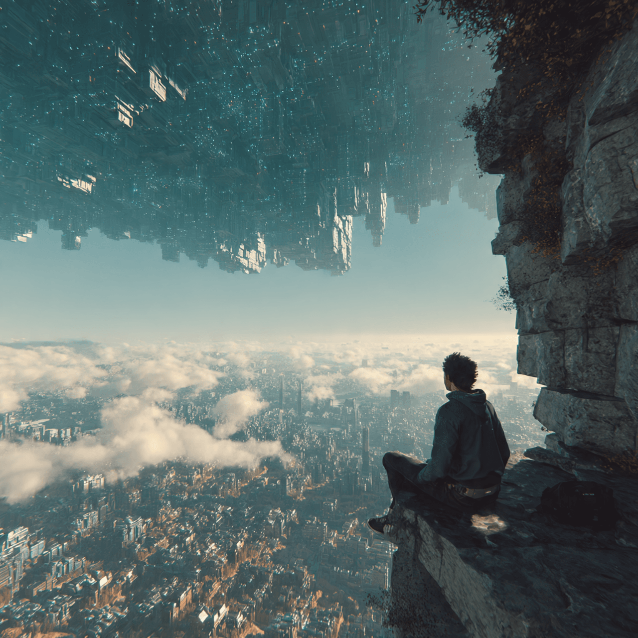 Floor-to-ceiling windows overlooking the city skyline.